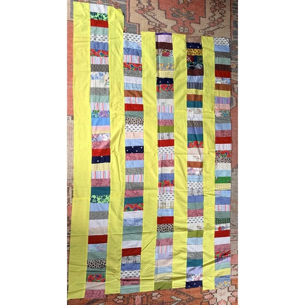 Lot x13 pieces Vintage Unfinished Quilt Tops Cotton Retro Various Sizes Charity